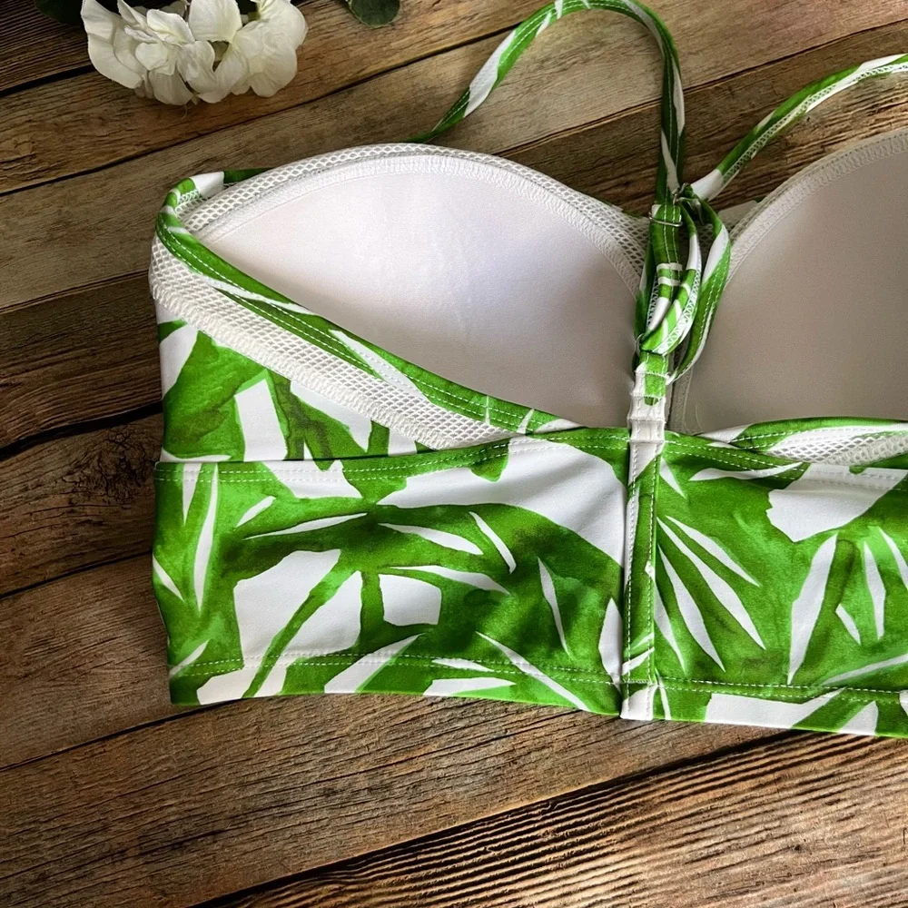 Athleta Leaf Rainforest Bralette Bikini Top with Mesh Details - Picture 7 of 10